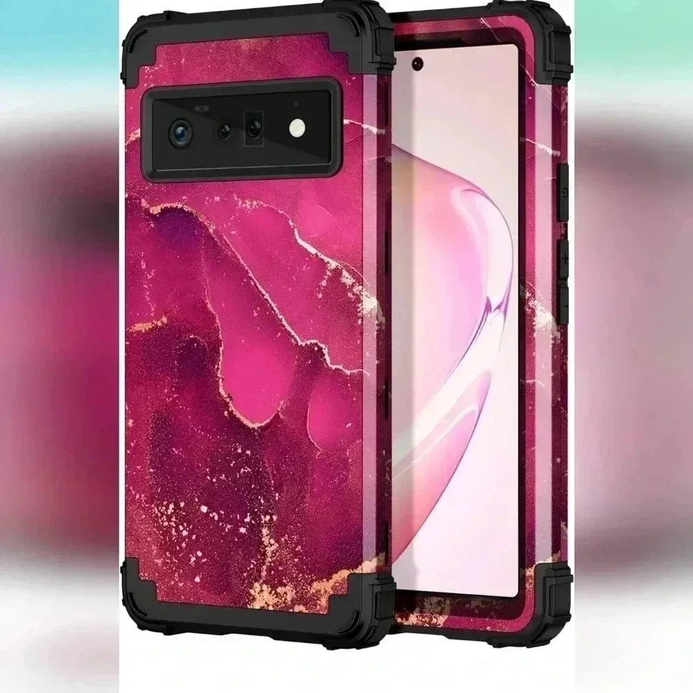 Google Pixel 6 Pro Case,Heavy Duty Shockproof Protection Wine Red (New)